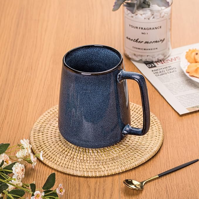Extra Large Ceramic Coffee Mug,24 Oz,Oversized Tea Cup for Home and Office,With Big Handle,Dishwasher and Microwave Safe (24 Oz Blue)