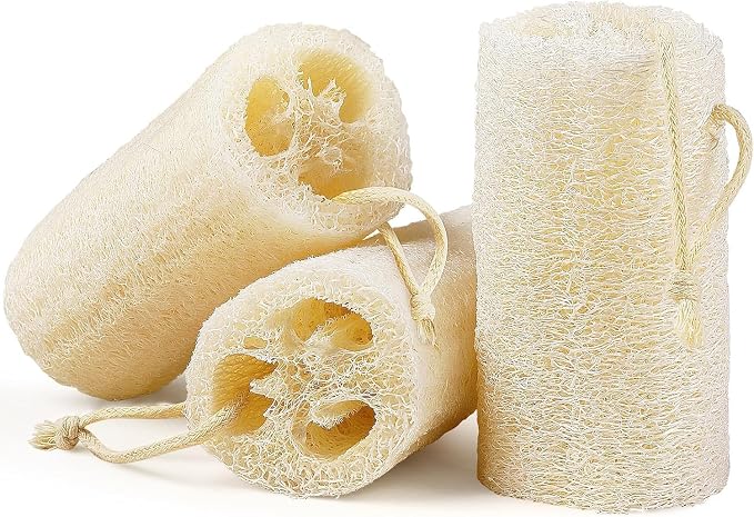 Natural Egyptian Loofah Sponge (2-Pack) - Exfoliating Body Scrubber for Women & Men, Organic Plant-Based Bath Sponge for Face, Body & Back Cleaning - Gentle Exfoliation for Soft Skin