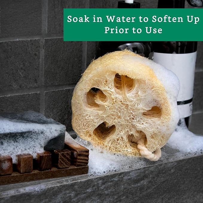 Natural Loofah Exfoliating Sponge (4 Pack) - Loofa Exfoliating Body Scrubber - Biodegradable Organic Loofah Sponge - Shower Luffa Sponges - Shower Lufa - Estropajos para el Cuerpo