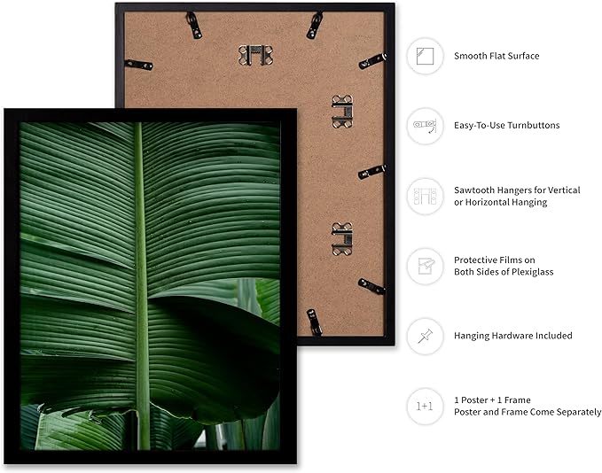 Monem Art Tropical Banana Leaf Photography Print - Minimalist Botanical Nature Poster - Wall Decor for Living Room, Bedroom or Office - 12x16 Black Framed Wall Art by Mareike Bohmer
