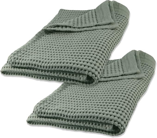 GILDEN TREE Waffle Bath Sheet Quick Dry Towel, Thin Luxury Bath Towels, 40x80 Large Bath Towels 2 Pack Bath Sheets, Modern Style (Sage Grey)