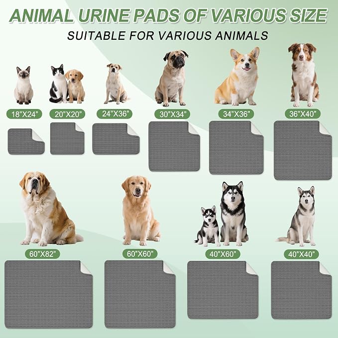 Washable Pee Pads for Dogs, Reusable Puppy Pads Dog Pads, Non-Slip Dog Pee Pads, Leak-Proof Pet Pee Pads Wee Wee Pads for Dogs. (Dark Grey, 18"x24"(Pack of 2))