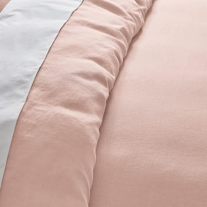 Levtex Home - 100% French Flax Linen - Full/Queen Duvet Cover - French Flax Washed Linen - Blush - Duvet Cover Size (90x94in.)