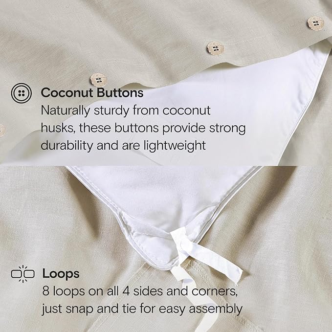 SIJO Premium Stone Washed Organic French Linen Duvet Cover, GOTS Certified Organic, Small Batch Sourced from Normandy, Best Cooling Linen Sheet Award by Sleep Foundation (Classic, Full/Queen)