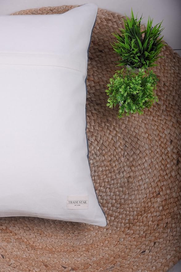 Trade Star Handloomed Spring Cushion Cover Handmade Cotton Pillow Case 100% Cotton Mudcloth Pillow Cover Rustic Modern Tribal Framhouse Throw Pillow Cases (Dark Grey ALMA 18X18 INCHES)