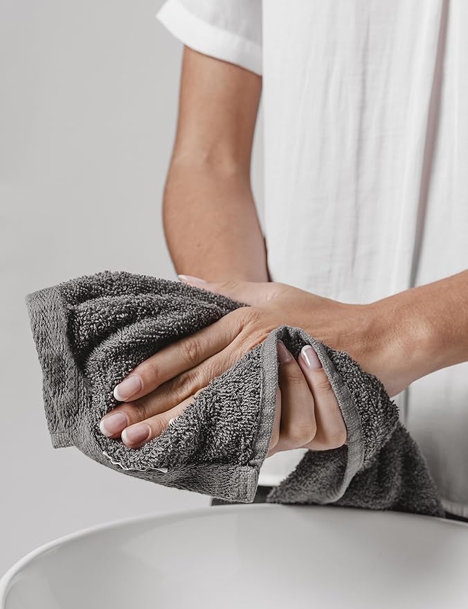 100% Organic Cotton Towels 650 GSM Plush Feather Touch Quick Dry Wash Cloth, Pack of 12 GOTS Certified, Oeko-Tex Green Certified, Organic Cotton Wash Cloth, 13"X13"