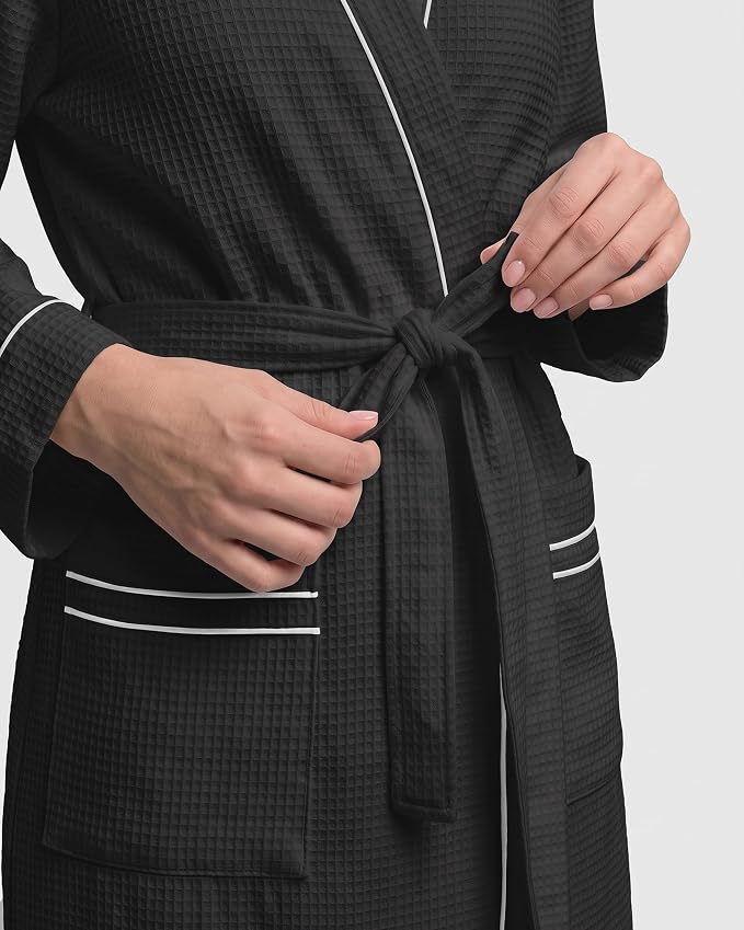 NY Threads Cotton Blend Waffle Robes for Women Full-Length Bathrobe