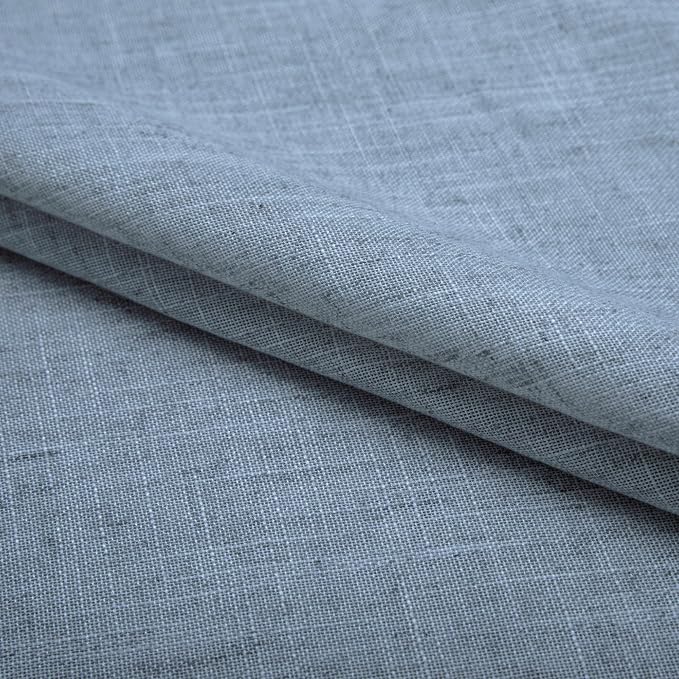 Pitalk Grey Blue Bathroom Window Curtains Short Sheer Unique Curtains for Kitchen Bedroom 45 Inch Length Dusty Blue