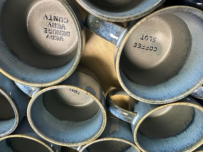 Jumbo Lightning Sweary Mug,Glaze Ceramic Mug,Handmade Pottery Coffee Mugs, Engraved Sarcastic Quote - Gift for Friends and Coworkers,Comes with a fine coffee spoon (COFFEE SLUT)
