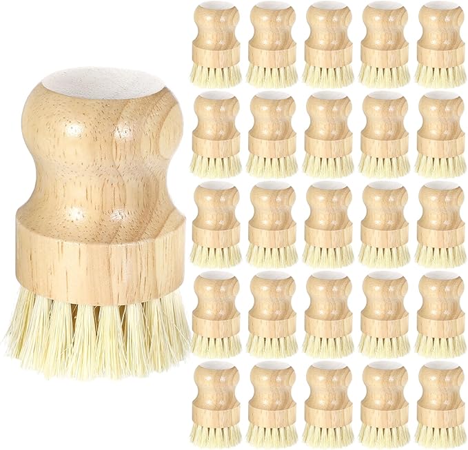 Molain 20 Pack Bamboo Dish Brush Set, Natural Dish Scrub Brush with Handle, Wooden Dish Scrubber for Kitchen Cleaning, Eco-Friendly Scrub Brush for Dishes, Pots, Pans, and Vegetables