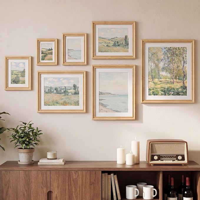 20x30 Picture Frame with Mat for 16x24, USA-Sourced Beech Wood Handcrafted Rounded Corner with HD Tempered Glass, 20 x 30 Gallery Wall Frames for Posters & Art Prints, Vertically or Horizontally