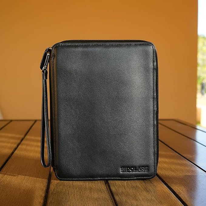 Polare Full Grain Leather Travel Cable Organizer Case Electronics Accessories Carry Bag with YKK Zippers Tech Storage Bag for Cables, Power Bank, USB, SD Card, Travel Essentials