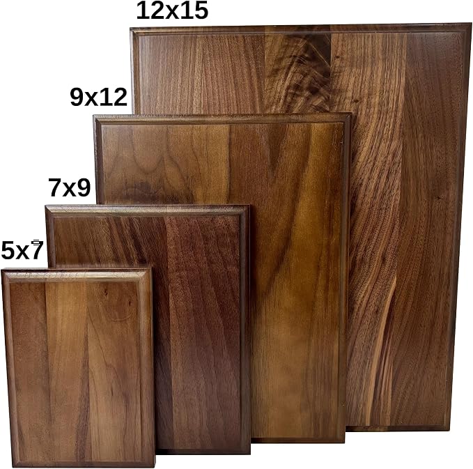 Genuine Walnut Blank Plaques – Award & DIY Engraving Boards | 100% Solid Wood, Multiple Sizes, Cove-Edge, Laser Engravable & Wall Mount Ready (12x15 inch)