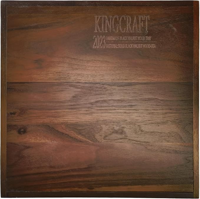 12 x 12 inches Large Square Ottoman Tray Wooden Solid Black Walnut Table Platter Decorative Serving Tray for Oversized Ottoman Home Breakfast in Bed Tea Coffee