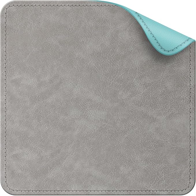 Imitation Crazy Horse Leather Desk Mat - Waterproof Desk Pad - Ideal for Large Mouse Pad and Desk Mats on Top of Desks (Light Gray+Light Blue, 11"*8")