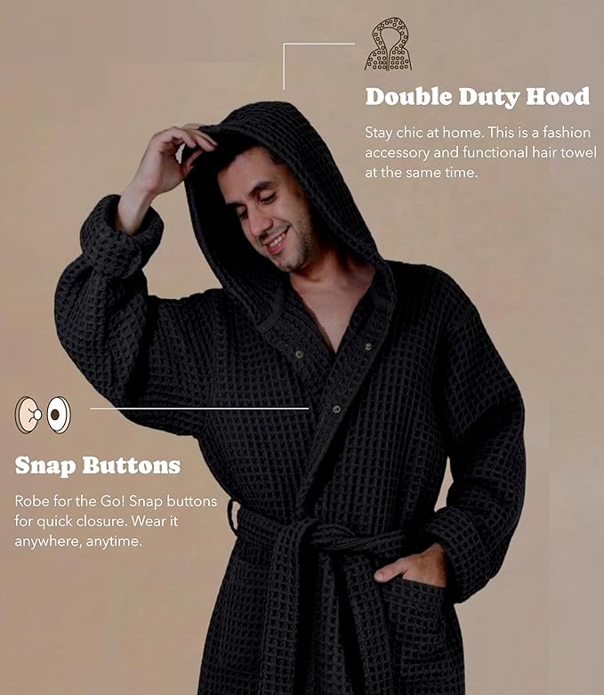 Luxury Organic Japanese Cotton Hotel & Spa Waffle Bathrobe for Men and Women (Hooded/Kimono)