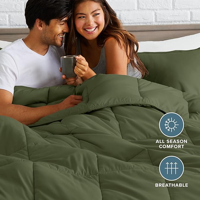 Bare Home Comforter Set - California King Size - Ultra-Soft - Goose Down Alternative - Premium 1800 Series - All Season Warmth (California King, Cypress)