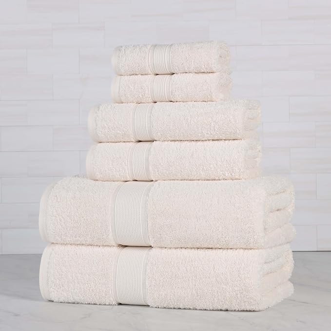 Superior Organic Cotton Solid Towel Set, 6PC, Ivory 6 Piece