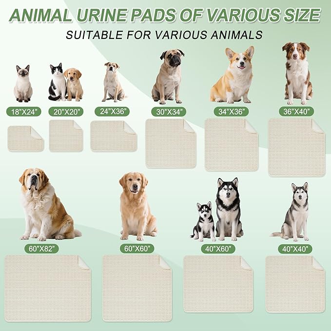 Washable Pee Pads for Dogs, Reusable Puppy Pads Dog Pads, Non-Slip Dog Pee Pads, Leakproof Pet Pee Pads Wee Wee Pads for Dogs. (Cream White, 60"x82"(Pack of 1))