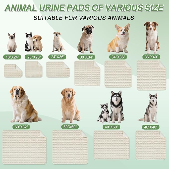 Washable Pee Pads for Dogs, 2 Pack Reusable Puppy Pads Dog Pads, Non-Slip Dog Pee Pads, Leakproof Pet Pee Pads Wee Wee Pads for Dogs. (Cream White, 30"x34"(Pack of 2))
