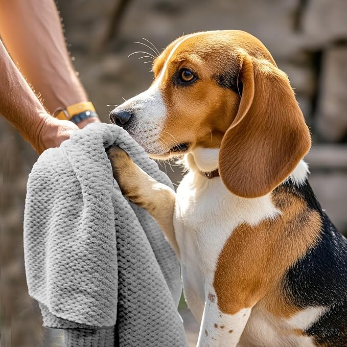 NVNAN Microfiber Dog Towel for Drying Dogs, 40 x 24 Inch Super Absorbent Pet Bath Towel, Soft Quick-Drying Grooming Towel for Small & Large Dogs, Cats, Puppies, Grey