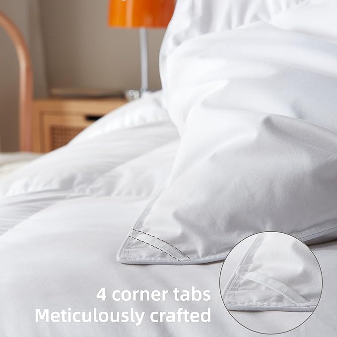 Goose Feather Down Comforter Oversized King Size,100% Organic Cotton Duvet Insert,All-Season Luxury Duvet Insert with Baffle Box Design, 750+Fill Power Hotel Collection Bedding Comforter