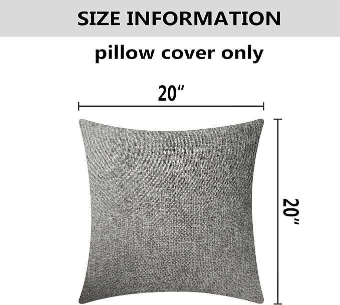 Home Brilliant 2 Pack Textured Linen Throw Pillow Covers Burlap Cushion Covers for Couch Bench Sofa, 20x20 inch(50cm), Dark Grey