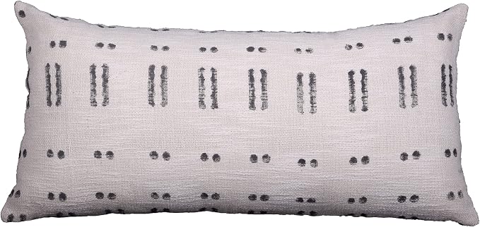Trade Star Lumbar Pillow Case 100% Cotton Throw Pillow Cover Mudcloth Large Pillow for Living Room Handwoven Modern Boho Couch Bedroom Sofa Decoration Fall Decor Case (Ivory Blossom 12X24 INCH)