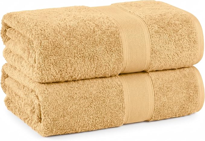 Superior 100% Organic Cotton Bath Towel Set of 3, Daily Use for Bathroom, Guest Bath, Quick Dry, Spa, Resort Towels, Absorbent, Home Essentials, 3-Piece Bath Towels, Oregon Collection, Gold
