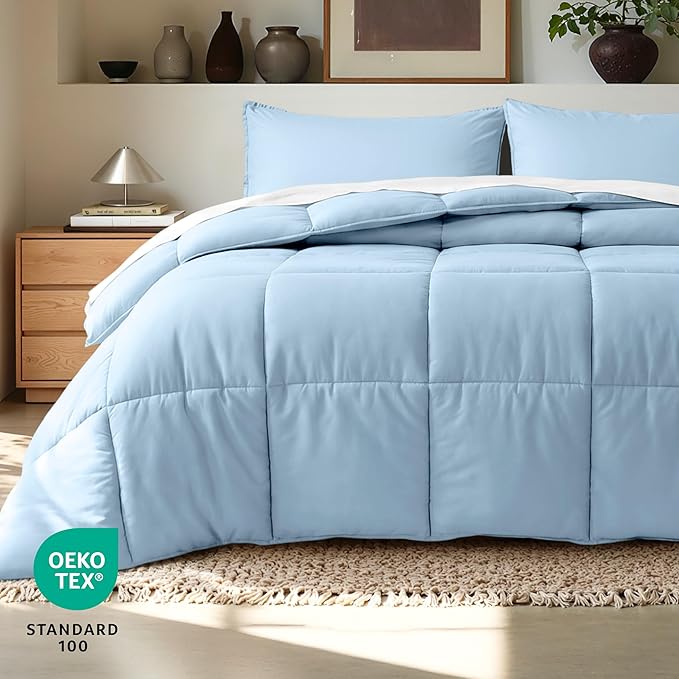 Bare Home Comforter Set - Twin/Twin Extra Long Size - Ultra-Soft - Goose Down Alternative - Premium 1800 Series - All Season Warmth (Twin/Twin XL, Light Blue)