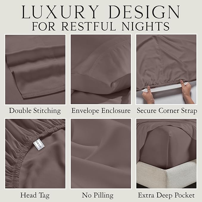 KARISSA MAE Pure Viscose from Bamboo King Size Pillowcase Set | 100% FSC Certified | Luxuriously Soft | Cooling | [Mocha]