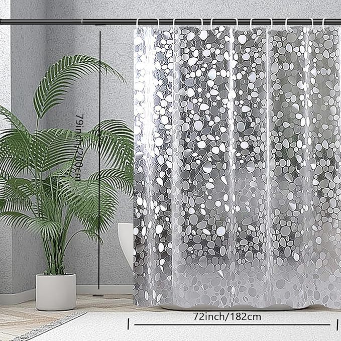 Shower Curtain Liner, Waterproof EVA 3D Shower Curtains with Duty Heavy Bottom Magnets and Rust Proof Grommets, Weighted Shower Liner for Shower Stall, Bathtubs