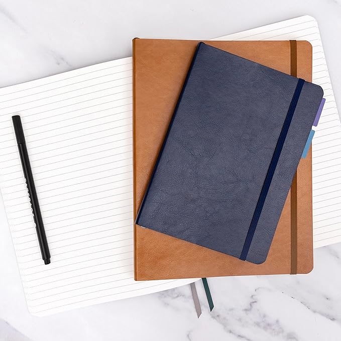 PAPERAGE Softcover Lined Journal Notebook (Periwinkle), 176 Pages, Large B5 College Ruled Notebook, 7.6 inches x 10 inches - 100 GSM Thick Premium Paper, Leather Journal for Home, Work & School
