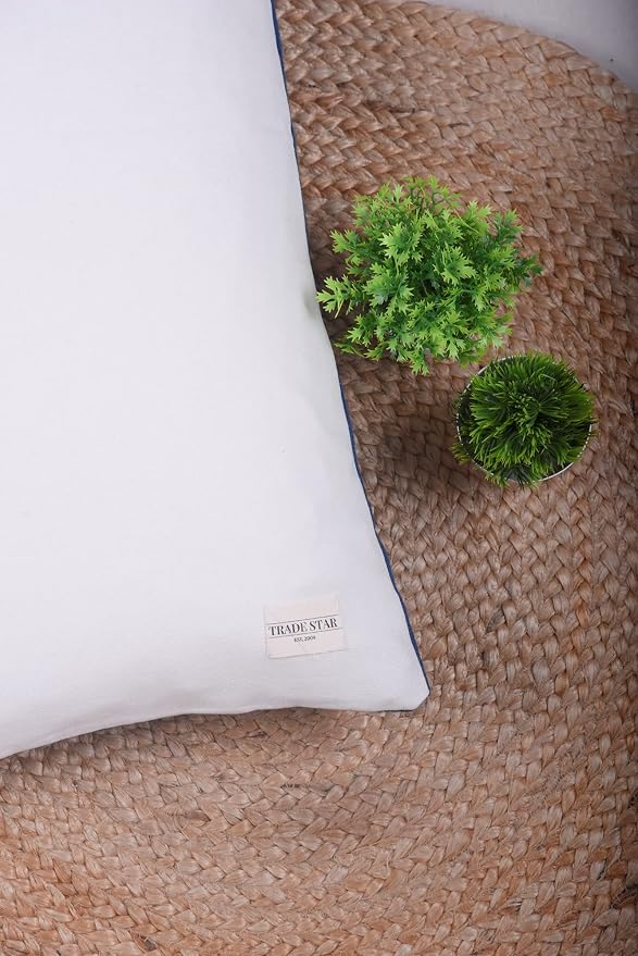 Trade Star 100% Cotton Spring Pillow Cover Decorative Cushion Cover Throw Pillow Cover for Living Room Decor Indian Farmhouse Accent Pillow Cases for Sofa Room (Indigo Solid 12X24 INCHES)