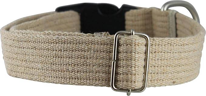 Cotton Web Adjustable Dog Collar with Locking Device 4 Sizes Beige (X-Large: Neck 18"-27"; Width 1.2")