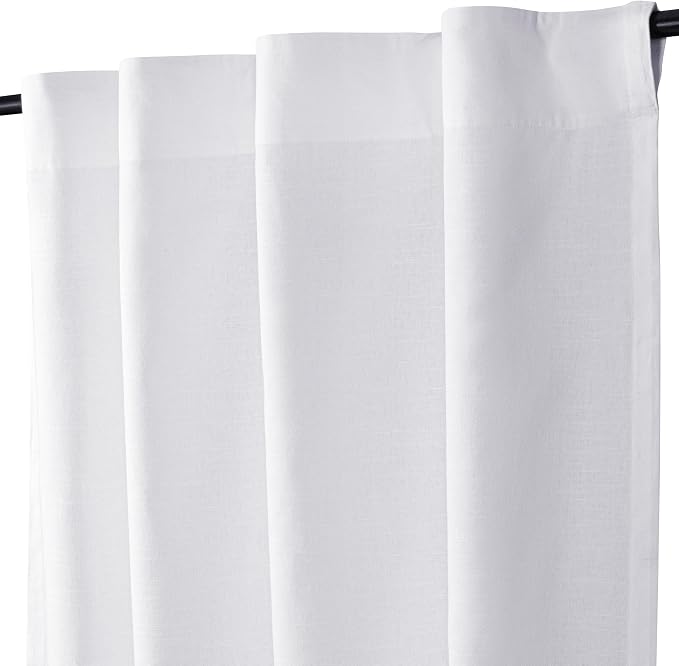 Bedding Craft Curtains 96 Inch Length - White Poly Cotton Slub Drapes with Tab Top, Set of 2, Ideal for Bedroom, Living Room, and Office_ 50x96 inch
