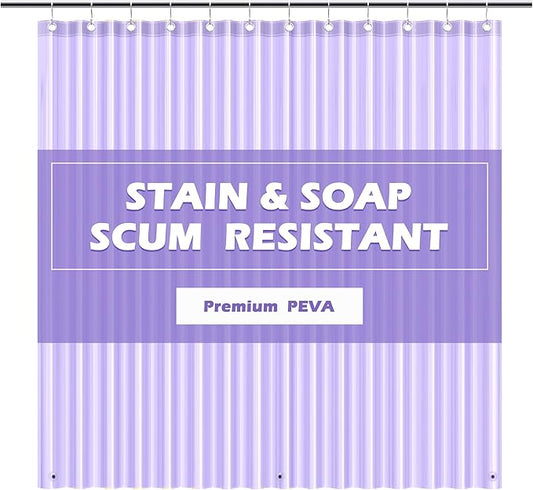 EHZNZIE Purple Shower Curtain Liner 72x72, PEVA Waterproof Bath Curtain, No Chemical Smell, 3 Weighted Magnets, Durable with Rustproof Metal Grommets