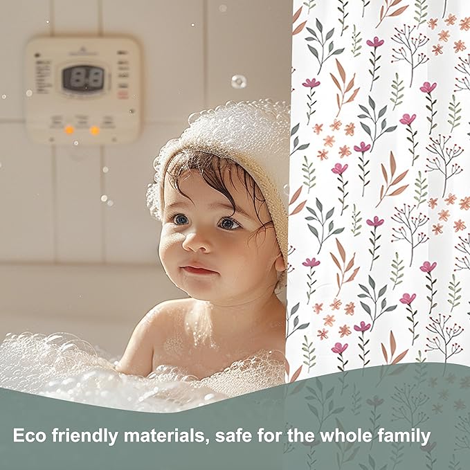 Plastic Shower Curtain Liner, Premium EVA 6G Fresh Flower Shower Curtain, Shower Curtains for Bathroom with 3 Magnetic Weights and Rustproof Grommets (Fresh Flower, 72x72 in)