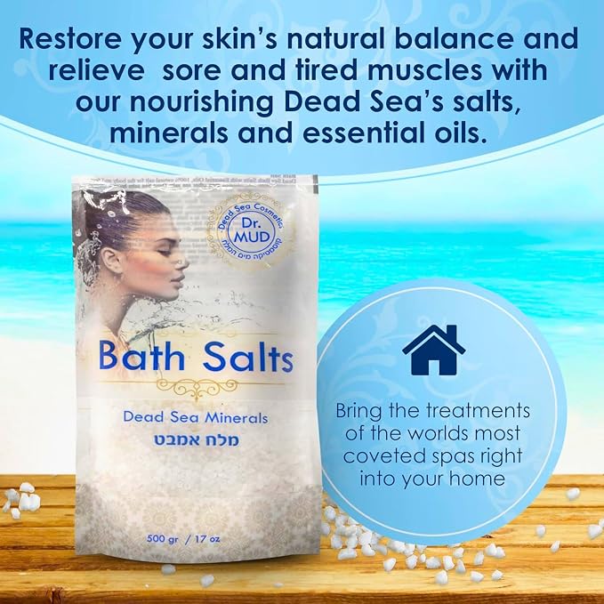 Natural Dead Sea Salt 100% Mineral-Rich Bath Soak, More Minerals Than Epsom Salt, Deep Relaxation, Detox, Exfoliates & Softens Skin, Helps Psoriasis, Eczema, Joint & Muscle Pain (10.5 oz, Lavender)