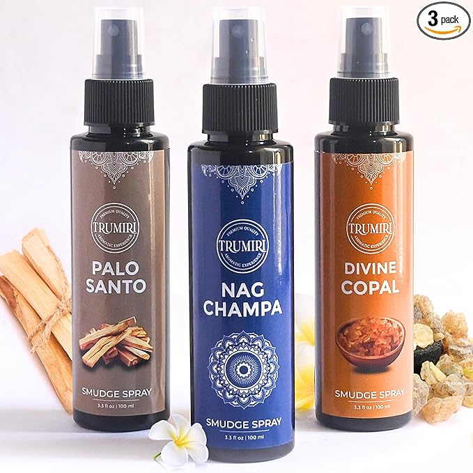 Set of 3 Smudge Sprays Palo Santo|Nag Champa|Copal for Cleansing Negative Energy and Protection - Natural Room Sprays and Body Mists Made with Non Toxic Essential Oils