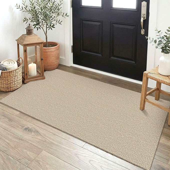 EARTHALL Washable Runner Rug 2x4 Ft Non Slip Runners for Hallways Cotton Rubber Backed Entryway Runner Braided Indoor Floor Runners Carpet for Entryway, Hallway, Kitchen, Bedroom, Black/Grey