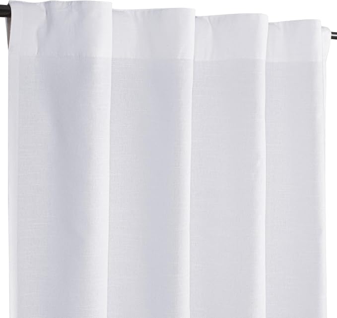 Bedding Craft Curtains 108 Inch Length - White Poly Cotton Slub Drapes with Tab Top, Set of 2, Ideal for Bedroom, Living Room, and Office_ 50x108 inch