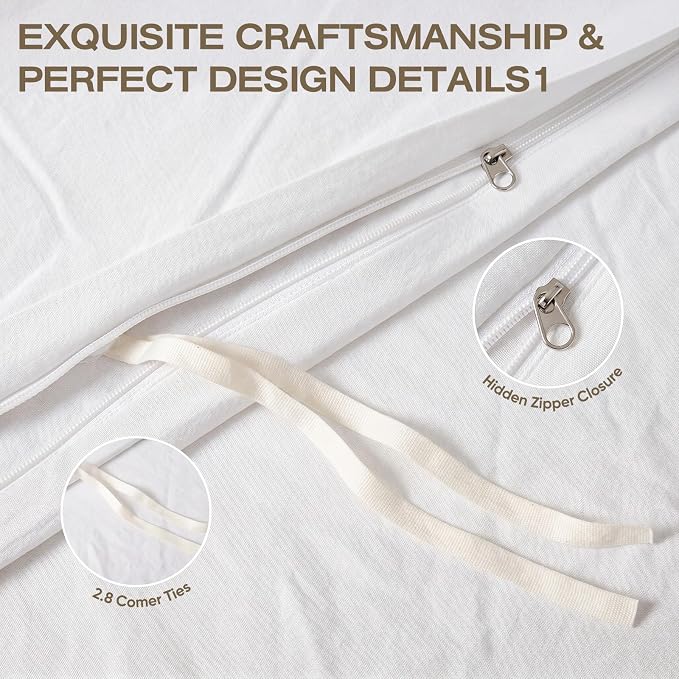 100% Pure French Flax Linen Blend Duvet Cover Set King Size, 3-Piece Breathable Bedding Set with Long Zipper Closure & Corner Ties, Soft, Lightweight & Durable Bedding Ideal for Hot Sleepers