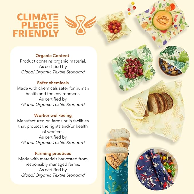 Bee's Wrap - Limited Edition - Beeswax Wraps for Food - Cut to Size 14x52" Beeswax Wrap Roll - Plastic Free Made in USA Reusable Natural Food Wrap - Fresh Squeeze Print