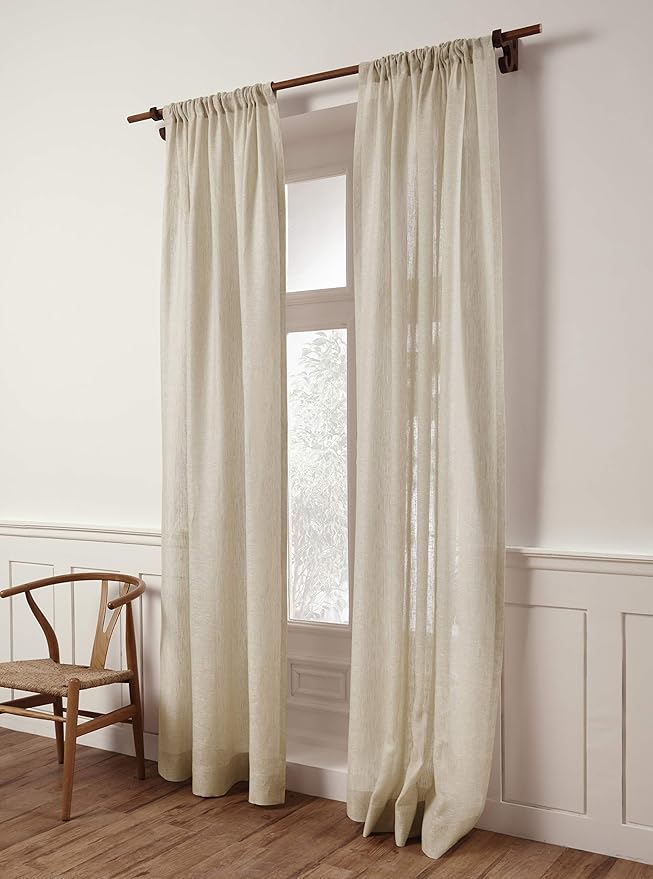 Solino Home Light Natural Linen Sheer Curtain 54 Inch - 100% Pure Linen European Flax Window Treatment Panel 52 x 54 Inch - Light Filtering Rod Pocket Curtain for Living Room, Bedroom - 1 Panel