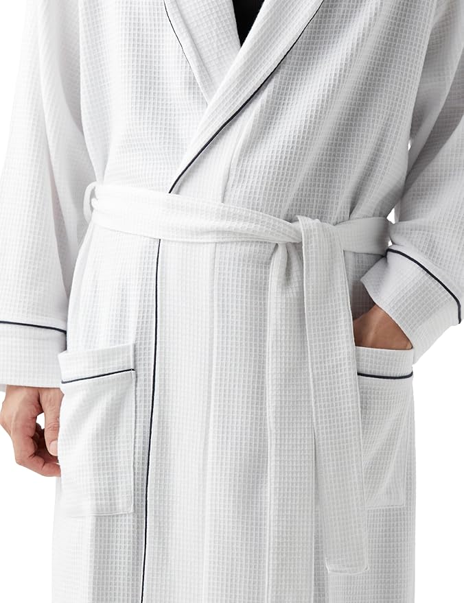 Amazon Essentials Men's Lightweight Cotton Waffle Bathrobe (Available in Big & Tall)