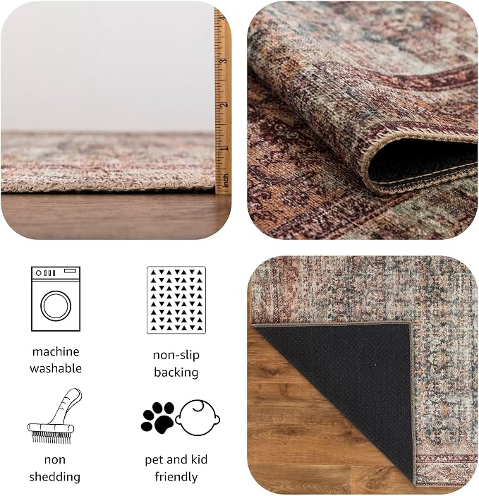 Keen Home Design 24"x36" Rug - Machine Washable Entry Rug with Non-Slip Backing, Ideal for Enteryway, Kitchen, Bathroom, Laundry Room - Vintage, Easy Clean, Durable, Low Pile - (2' x 3')