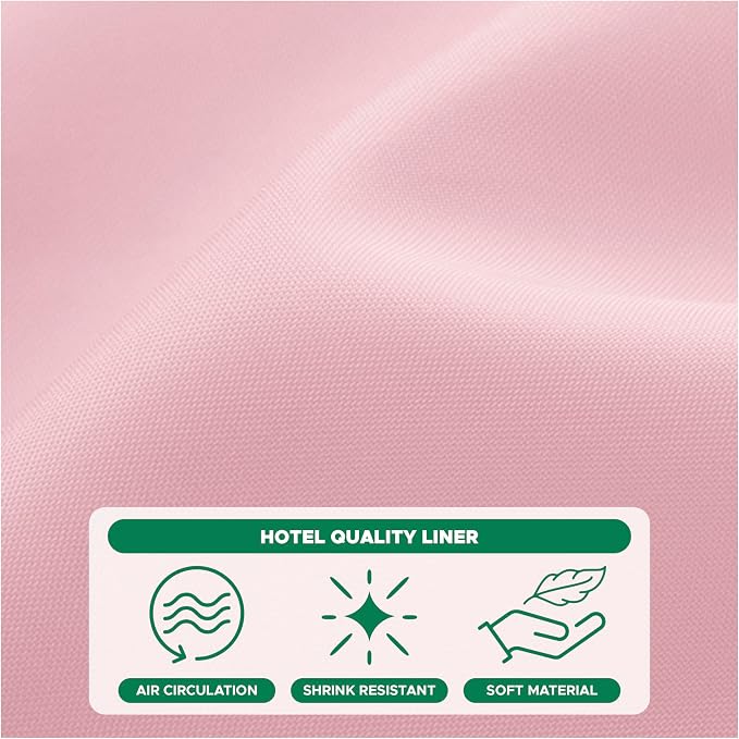 Biscaynebay Hotel Quality Fabric Shower Curtain Extra Long Liners 72" Width by 84" Length, Pink Water Resistant Bathroom Curtains Rust Resistant Grommets & Weighted Bottom Hem Machine Washable