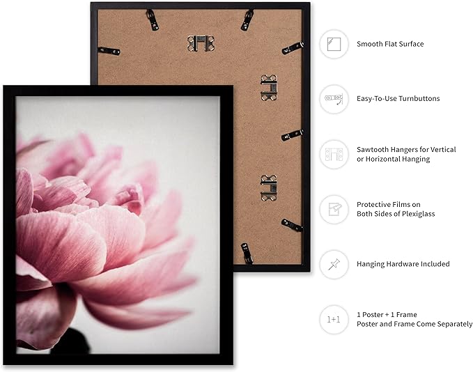 Monem Art Pink Peony Macro Photography Print - Minimalist Floral Art Poster - Wall Decor for Living Room, Bedroom or Office - 8x10 Black Framed Wall Art by Mareike Bohmer