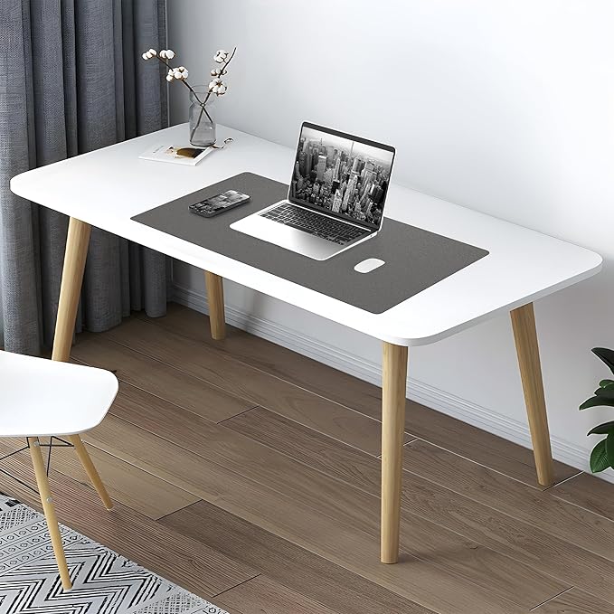 AFIING Cork Desk Mat 35.4" x 17", Dual-Sided Natural Cork & PU Leather Desk Pad, Non-Slip Waterproof Large Mouse Pad for Office, Home & Gaming (Dark Grey)